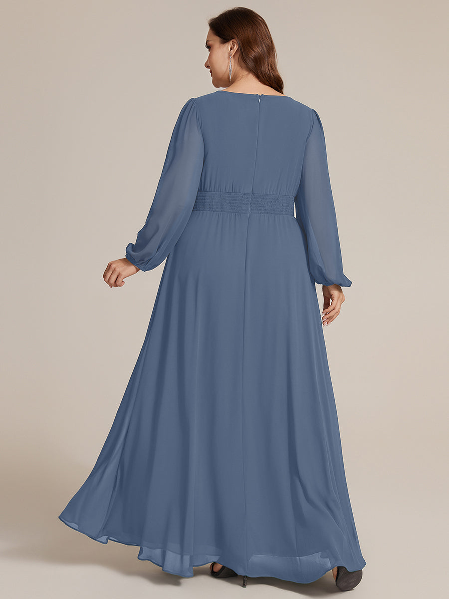 Chiffon Puff Sleeve A-Line Evening Dress