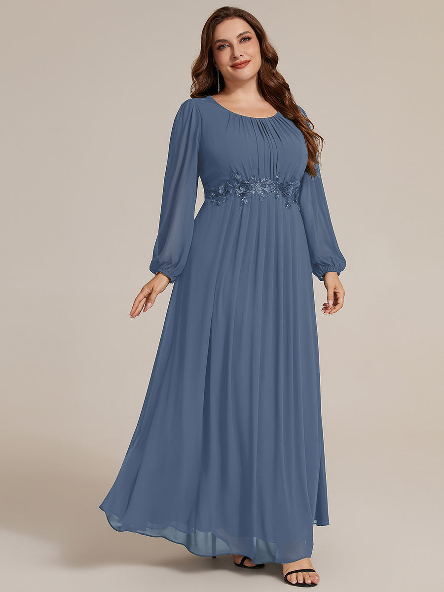 Chiffon Puff Sleeve A-Line Evening Dress
