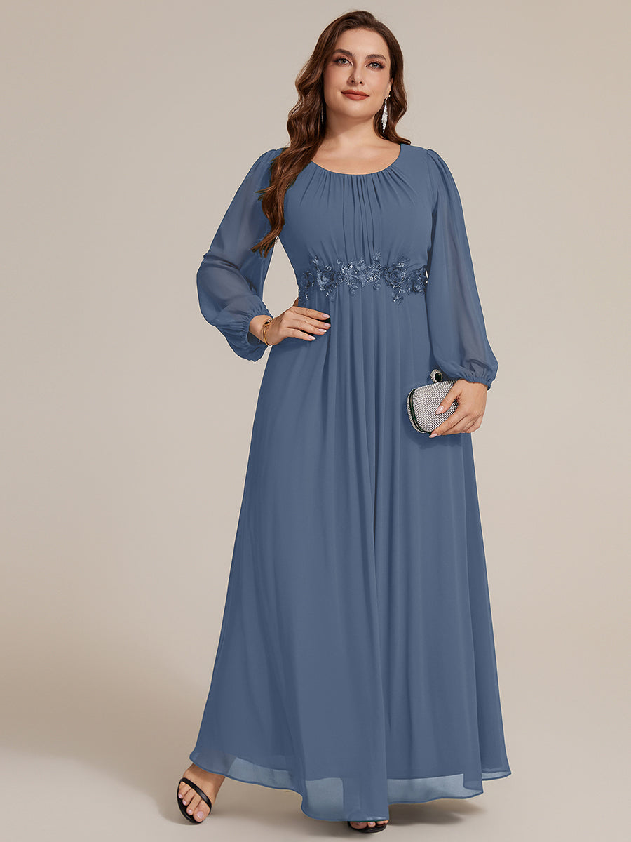 Chiffon Puff Sleeve A-Line Evening Dress