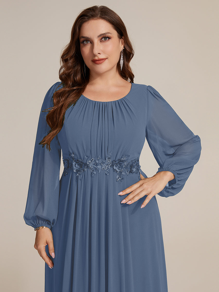 Chiffon Puff Sleeve A-Line Evening Dress