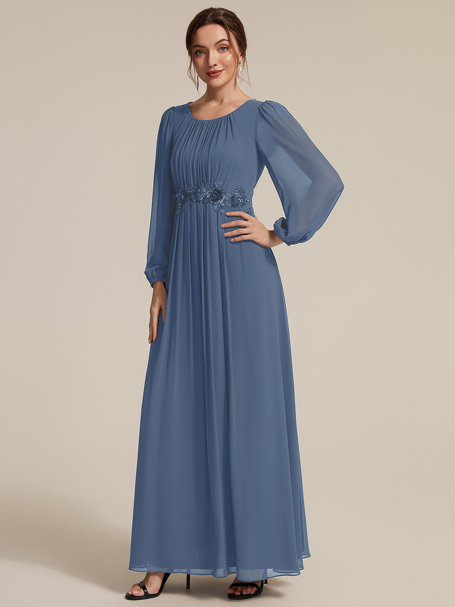 Chiffon Puff Sleeve A-Line Evening Dress