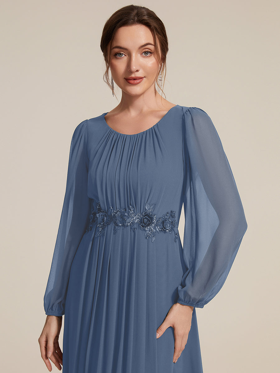 Chiffon Puff Sleeve A-Line Evening Dress