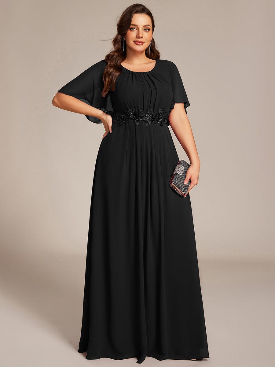 ever ASPYN|Pleated Applique Maxi Bridesmaid Dress