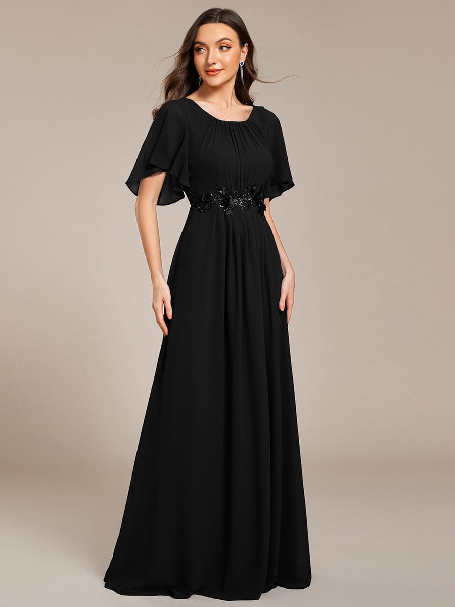 ever ASPYN|Pleated Applique Maxi Bridesmaid Dress