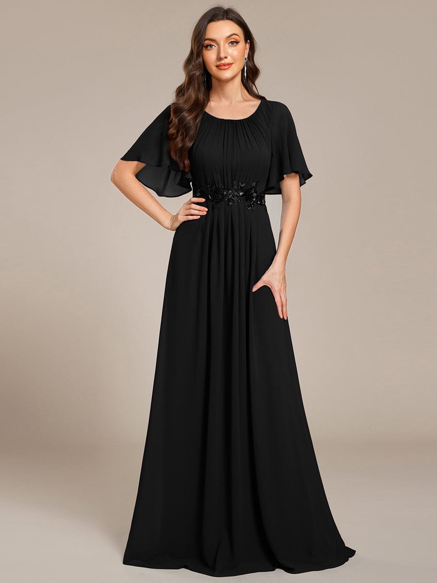 ever ASPYN|Pleated Applique Maxi Bridesmaid Dress
