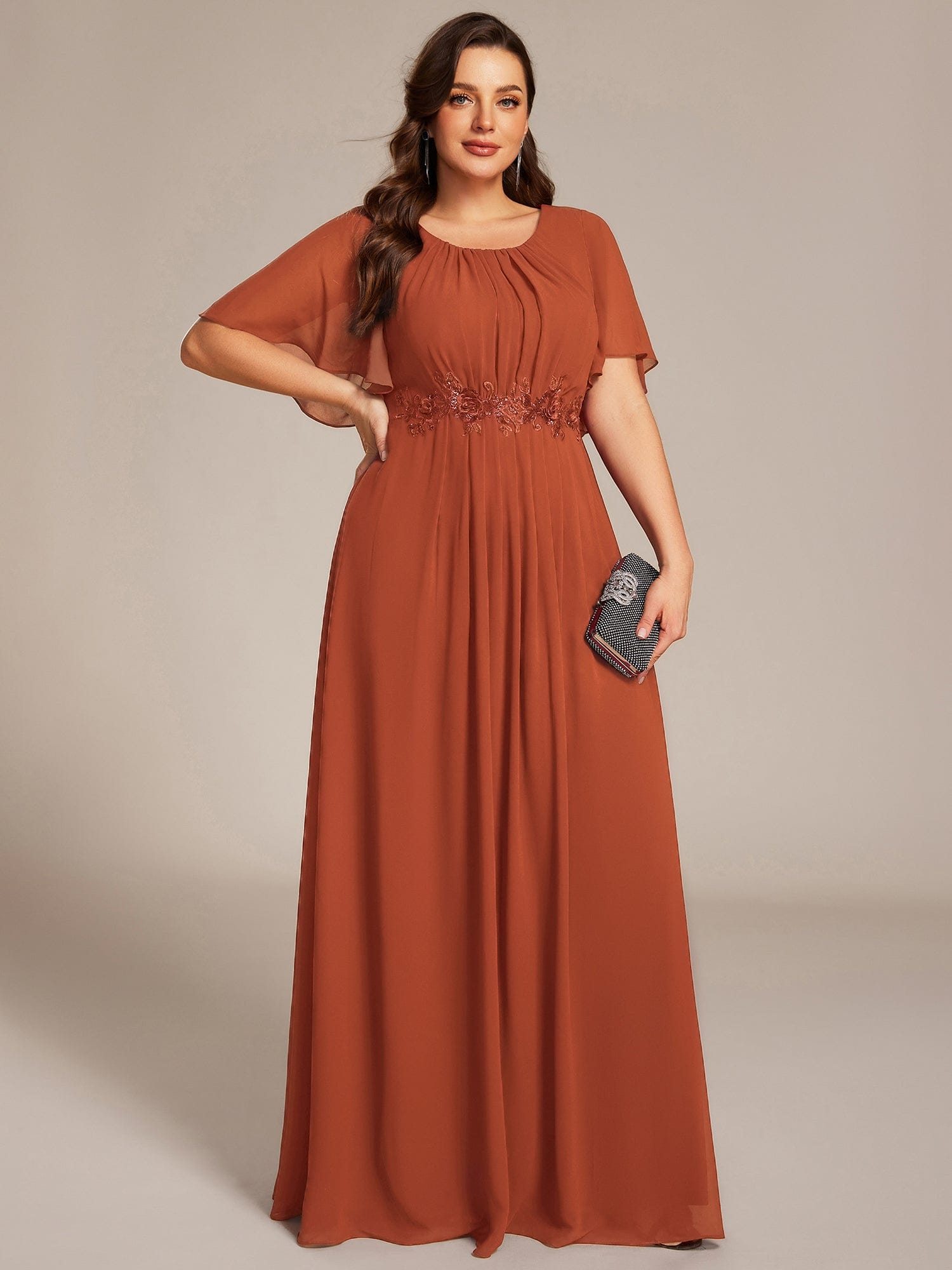 ever ASPYN|Pleated Applique Maxi Bridesmaid Dress