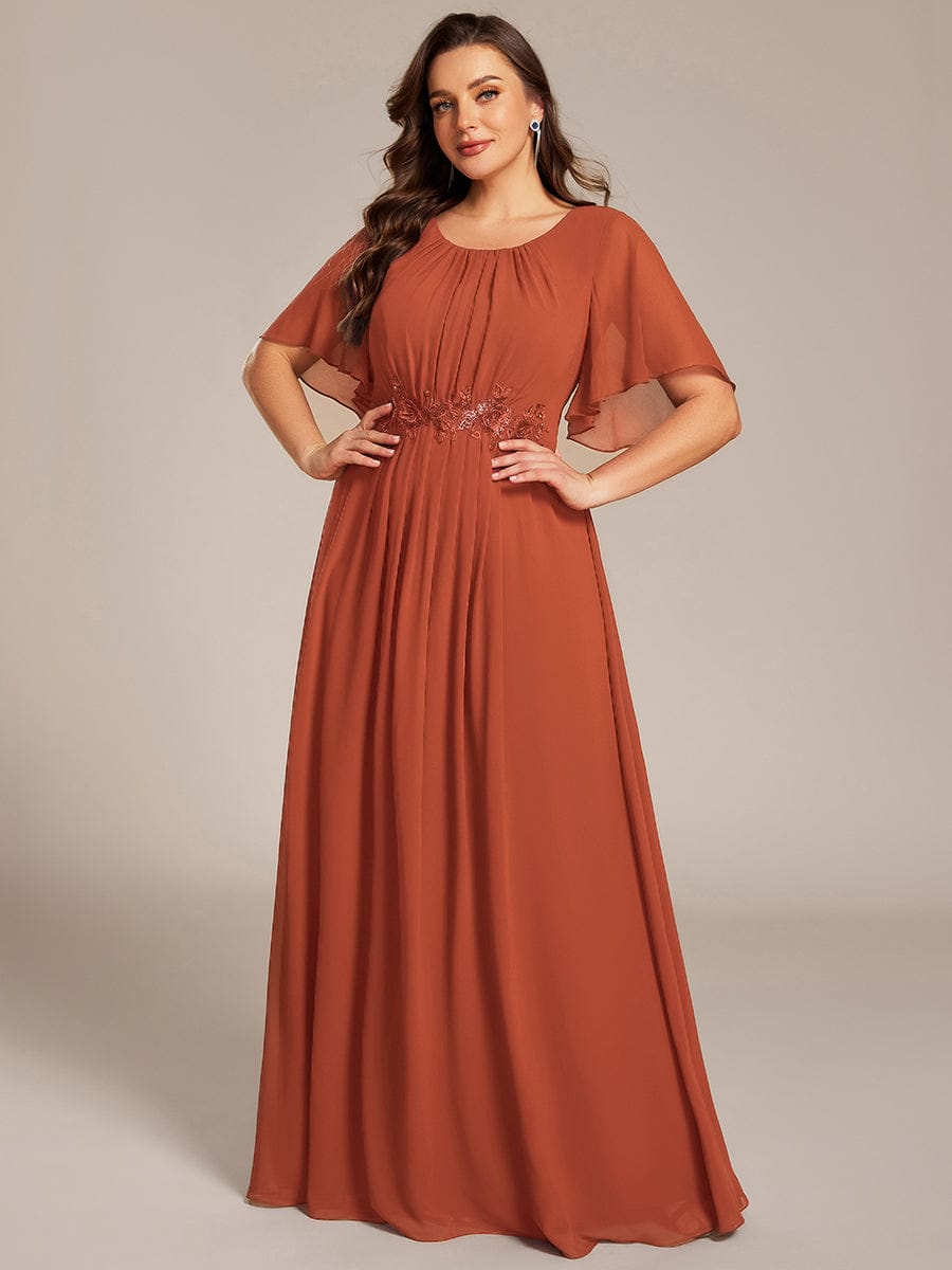 ever ASPYN|Pleated Applique Maxi Bridesmaid Dress