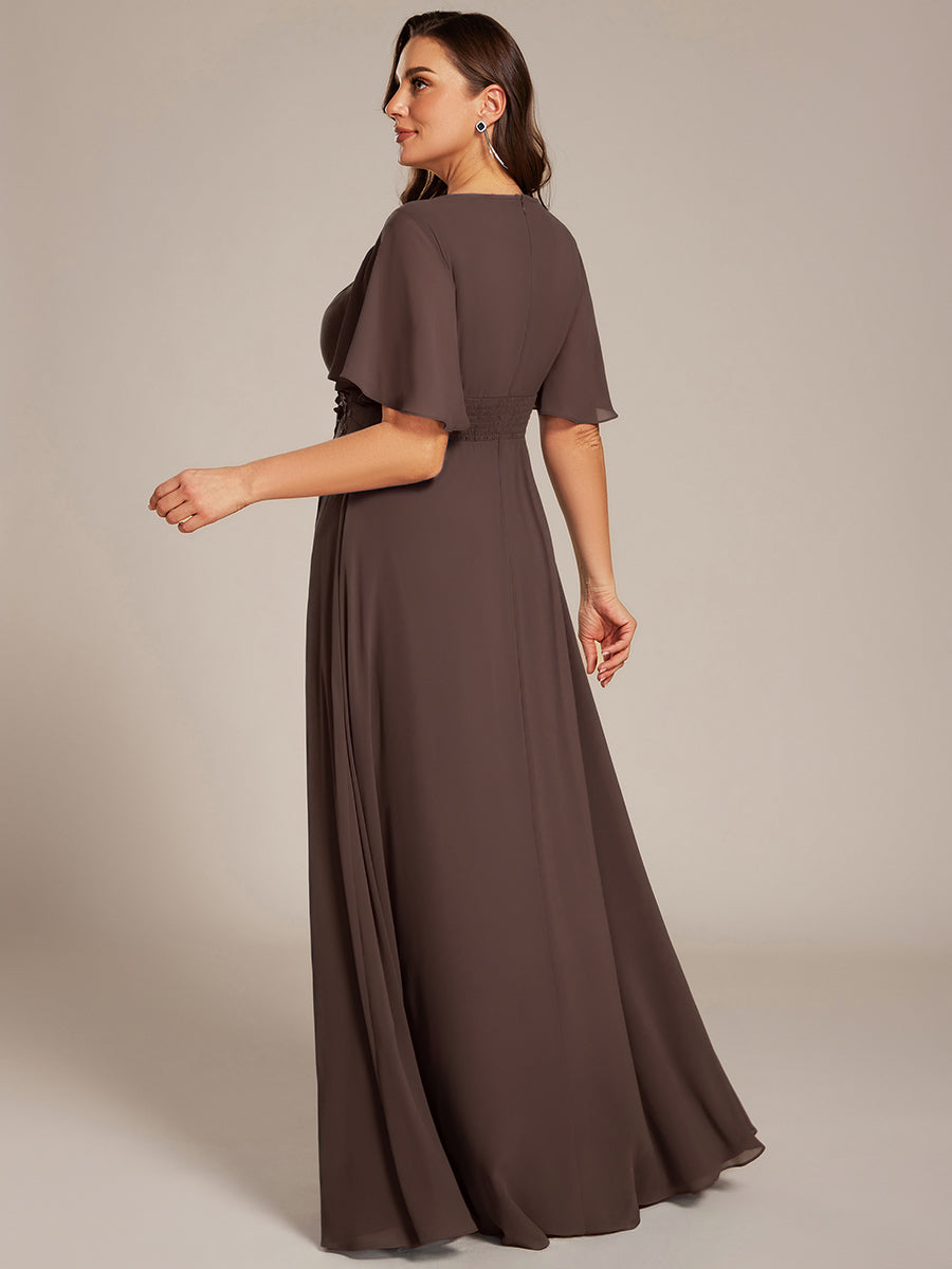 ever ASPYN|Pleated Applique Maxi Bridesmaid Dress