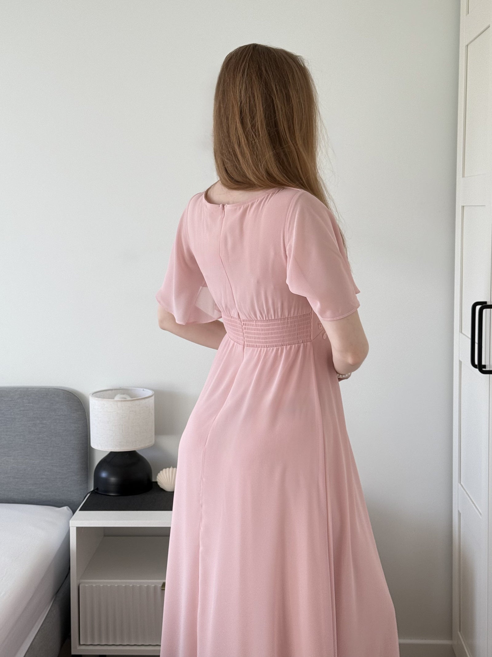 ever ASPYN|Pleated Applique Maxi Bridesmaid Dress