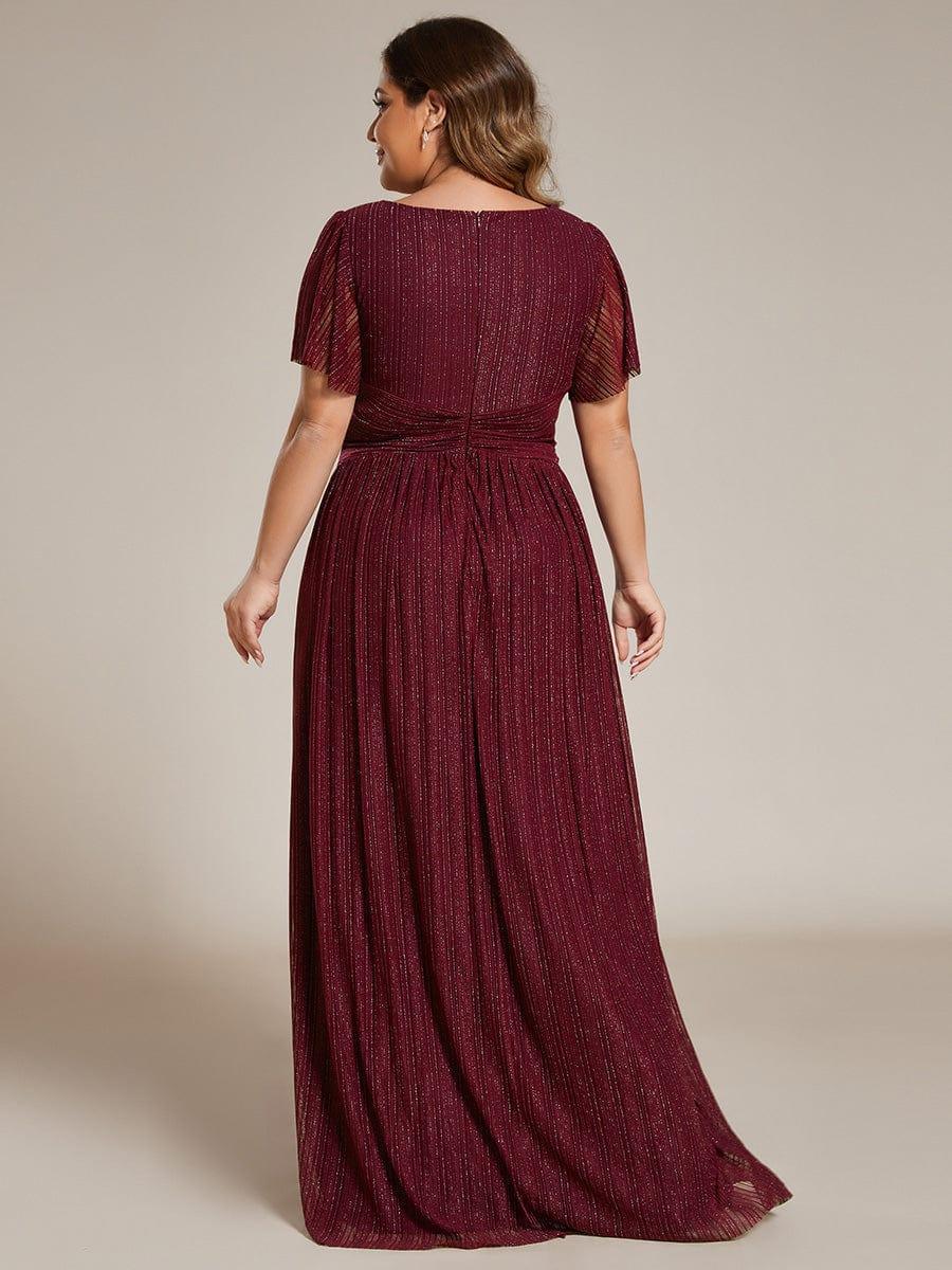ever DAPHNE|V-Neck Glittery Short Sleeves Formal Evening Dress with Empire Waist