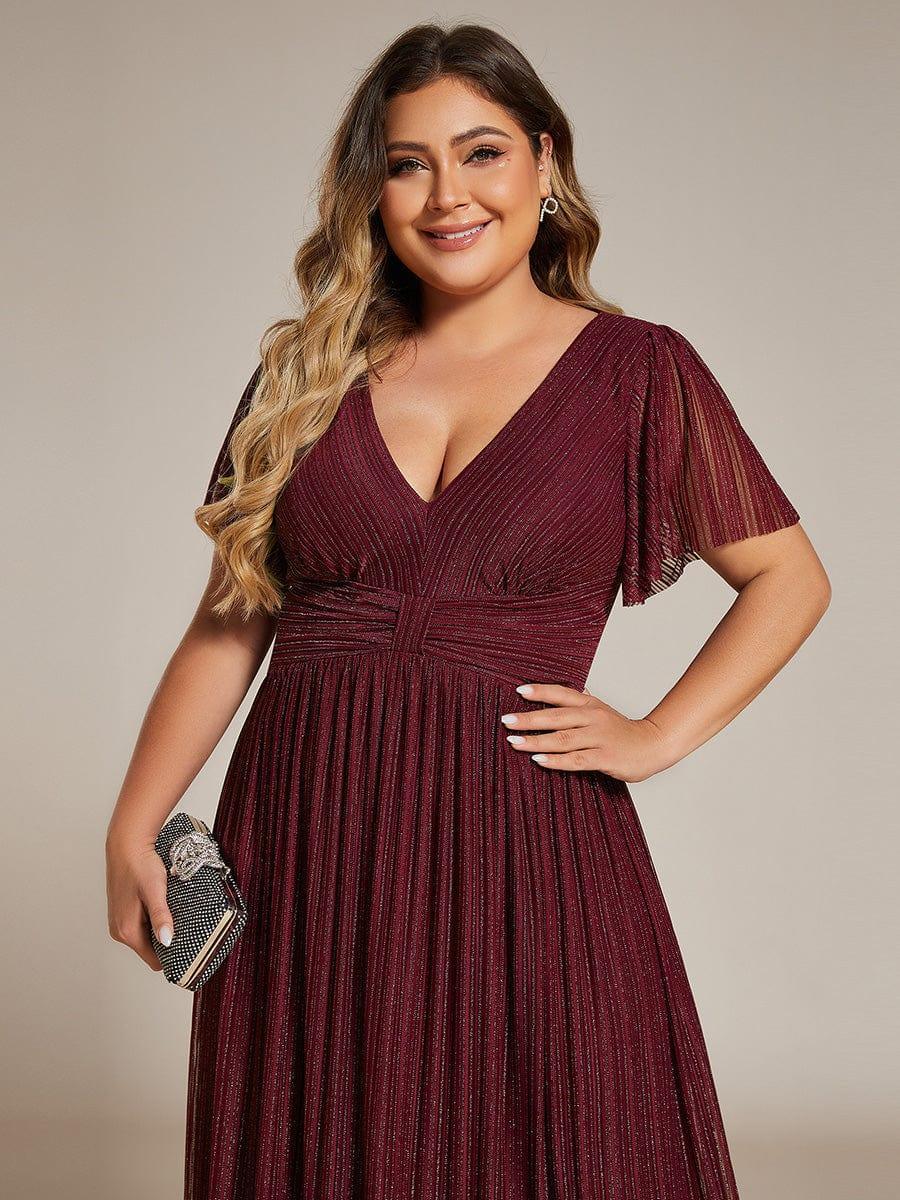 ever DAPHNE|V-Neck Glittery Short Sleeves Formal Evening Dress with Empire Waist