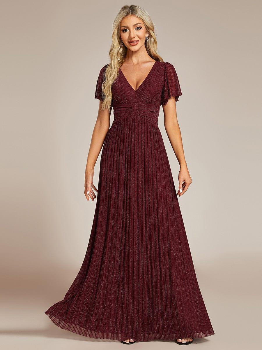 ever DAPHNE|V-Neck Glittery Short Sleeves Formal Evening Dress with Empire Waist