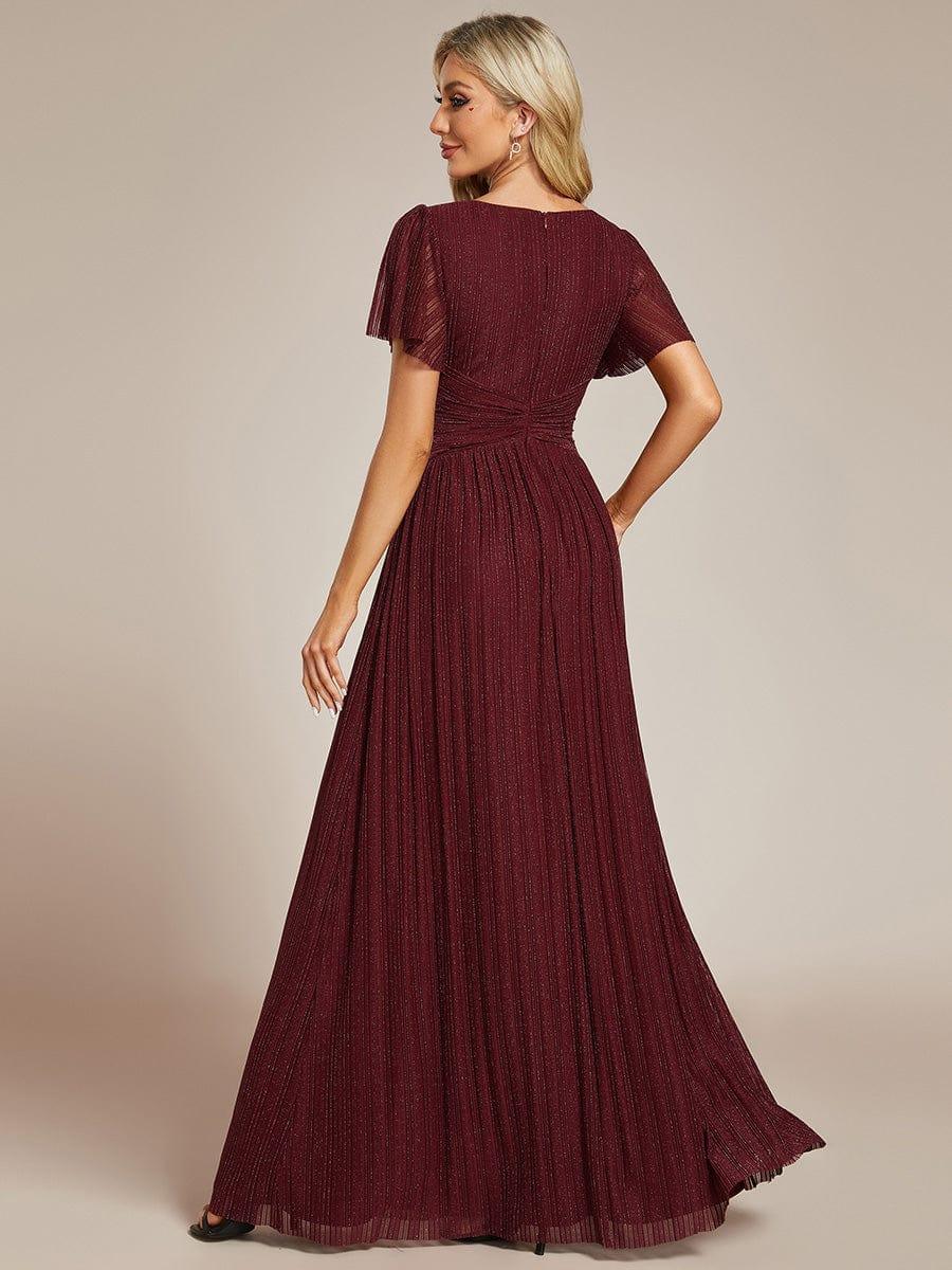 ever DAPHNE|V-Neck Glittery Short Sleeves Formal Evening Dress with Empire Waist