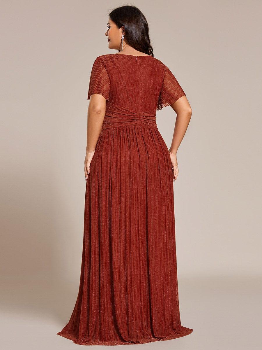 ever DAPHNE|V-Neck Glittery Short Sleeves Formal Evening Dress with Empire Waist
