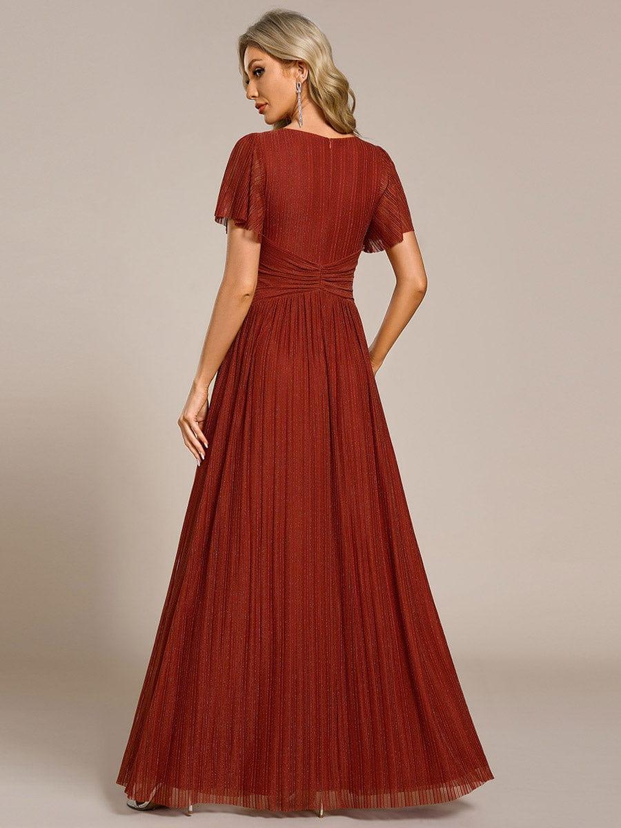 ever DAPHNE|V-Neck Glittery Short Sleeves Formal Evening Dress with Empire Waist