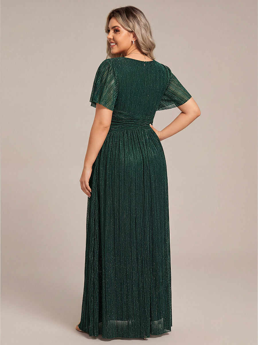 ever DAPHNE|V-Neck Glittery Short Sleeves Formal Evening Dress with Empire Waist