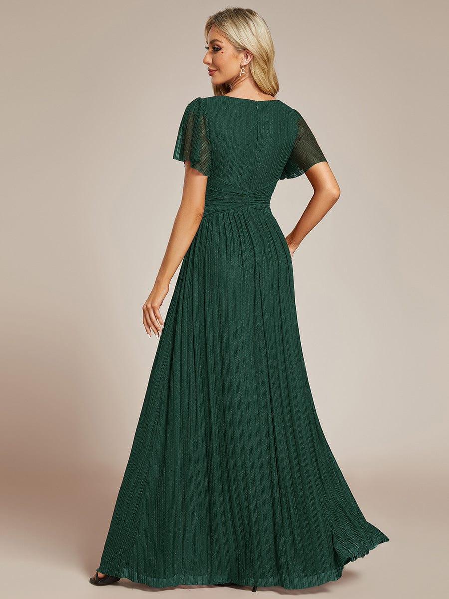 ever DAPHNE|V-Neck Glittery Short Sleeves Formal Evening Dress with Empire Waist