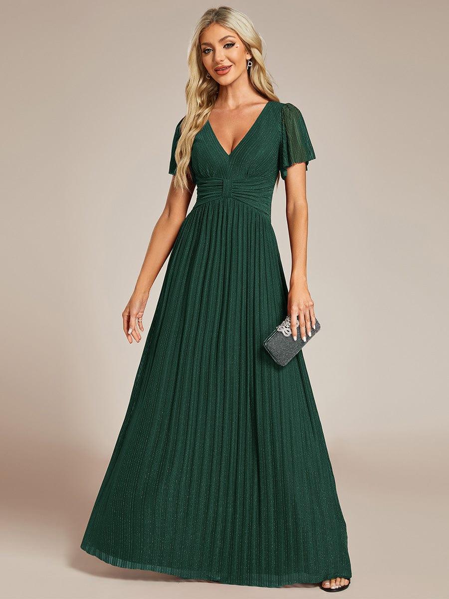 ever DAPHNE|V-Neck Glittery Short Sleeves Formal Evening Dress with Empire Waist