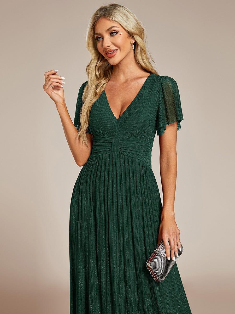 ever DAPHNE|V-Neck Glittery Short Sleeves Formal Evening Dress with Empire Waist