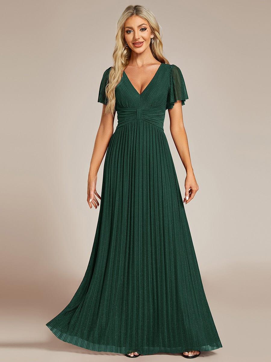 ever DAPHNE|V-Neck Glittery Short Sleeves Formal Evening Dress with Empire Waist