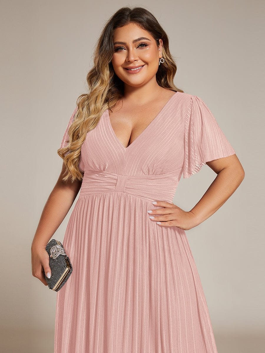 ever DAPHNE|V-Neck Glittery Short Sleeves Formal Evening Dress with Empire Waist