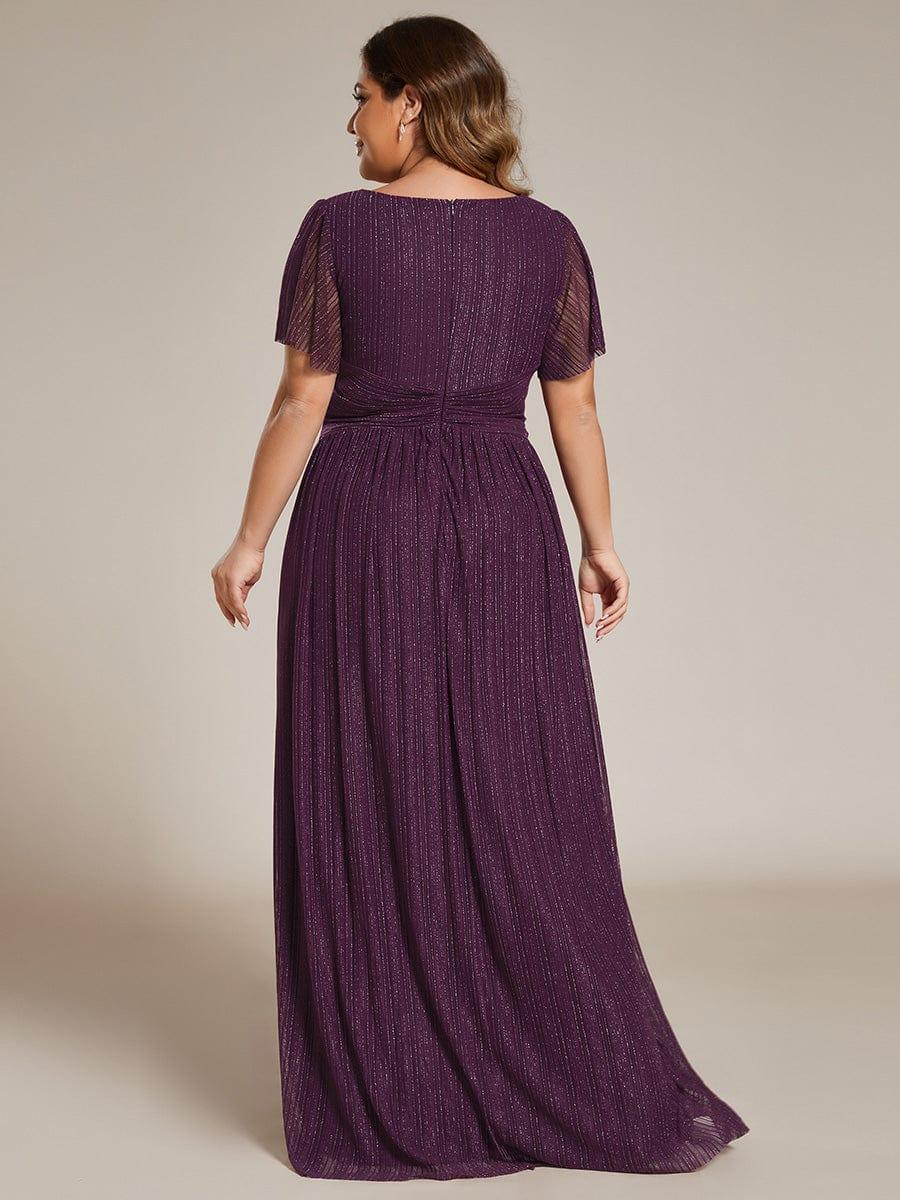 ever DAPHNE|V-Neck Glittery Short Sleeves Formal Evening Dress with Empire Waist