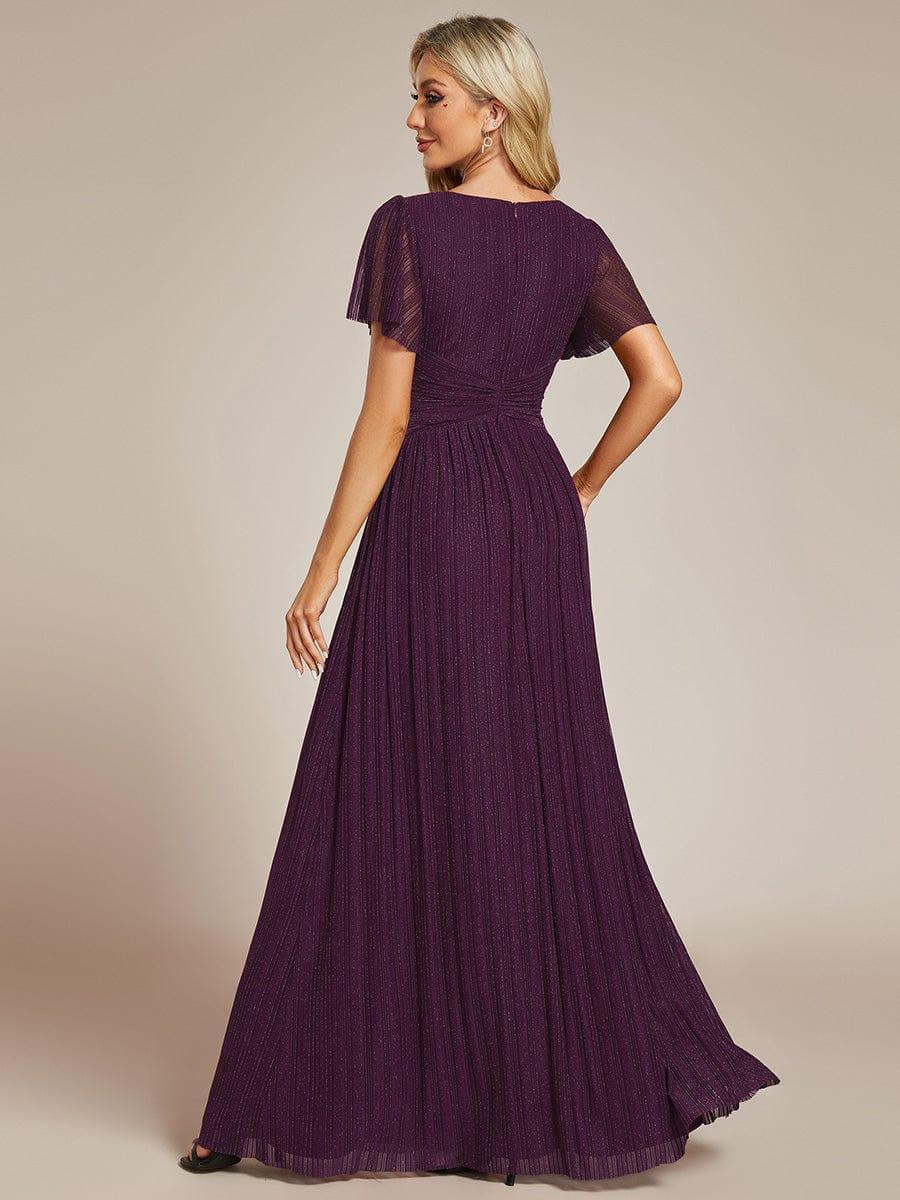 ever DAPHNE|V-Neck Glittery Short Sleeves Formal Evening Dress with Empire Waist