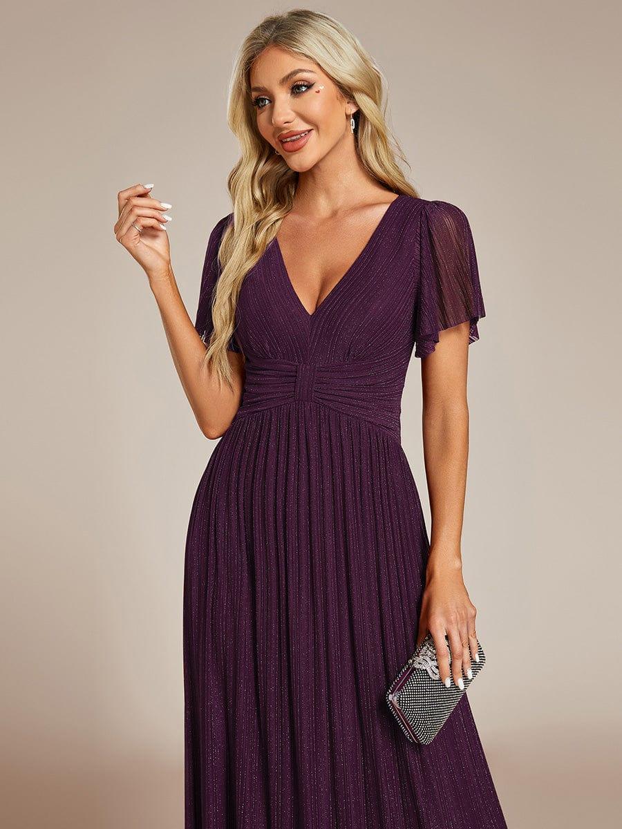 ever DAPHNE|V-Neck Glittery Short Sleeves Formal Evening Dress with Empire Waist