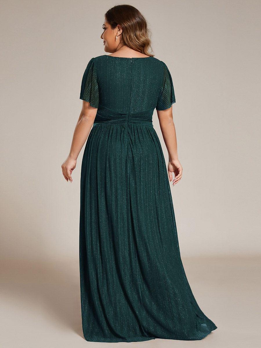ever DAPHNE|V-Neck Glittery Short Sleeves Formal Evening Dress with Empire Waist
