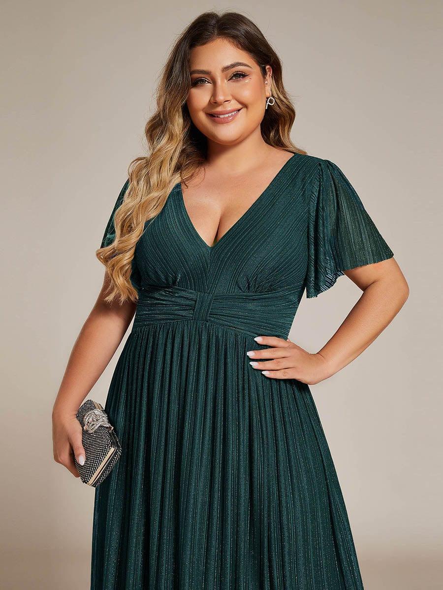 ever DAPHNE|V-Neck Glittery Short Sleeves Formal Evening Dress with Empire Waist