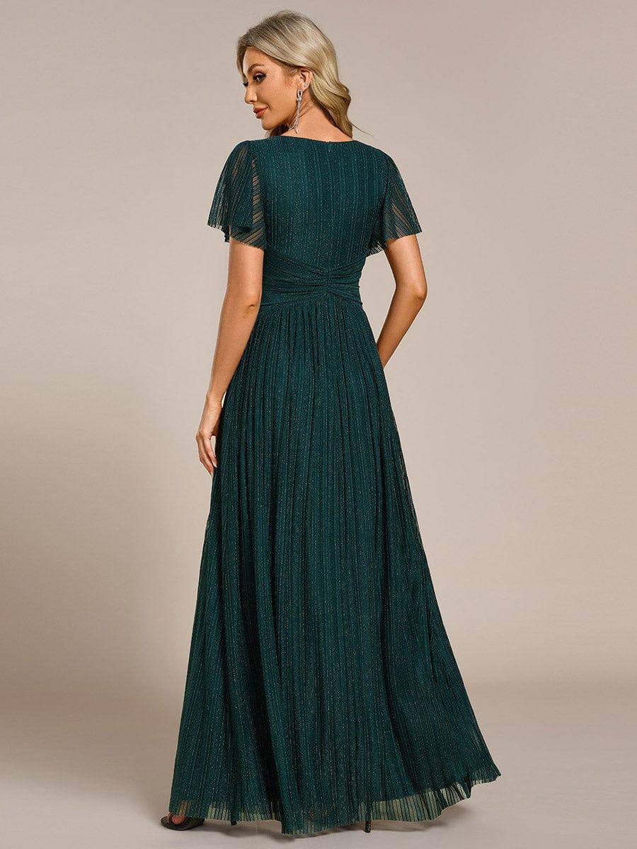 ever DAPHNE|V-Neck Glittery Short Sleeves Formal Evening Dress with Empire Waist