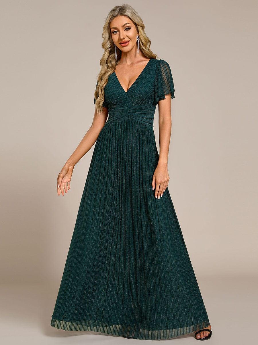 ever DAPHNE|V-Neck Glittery Short Sleeves Formal Evening Dress with Empire Waist