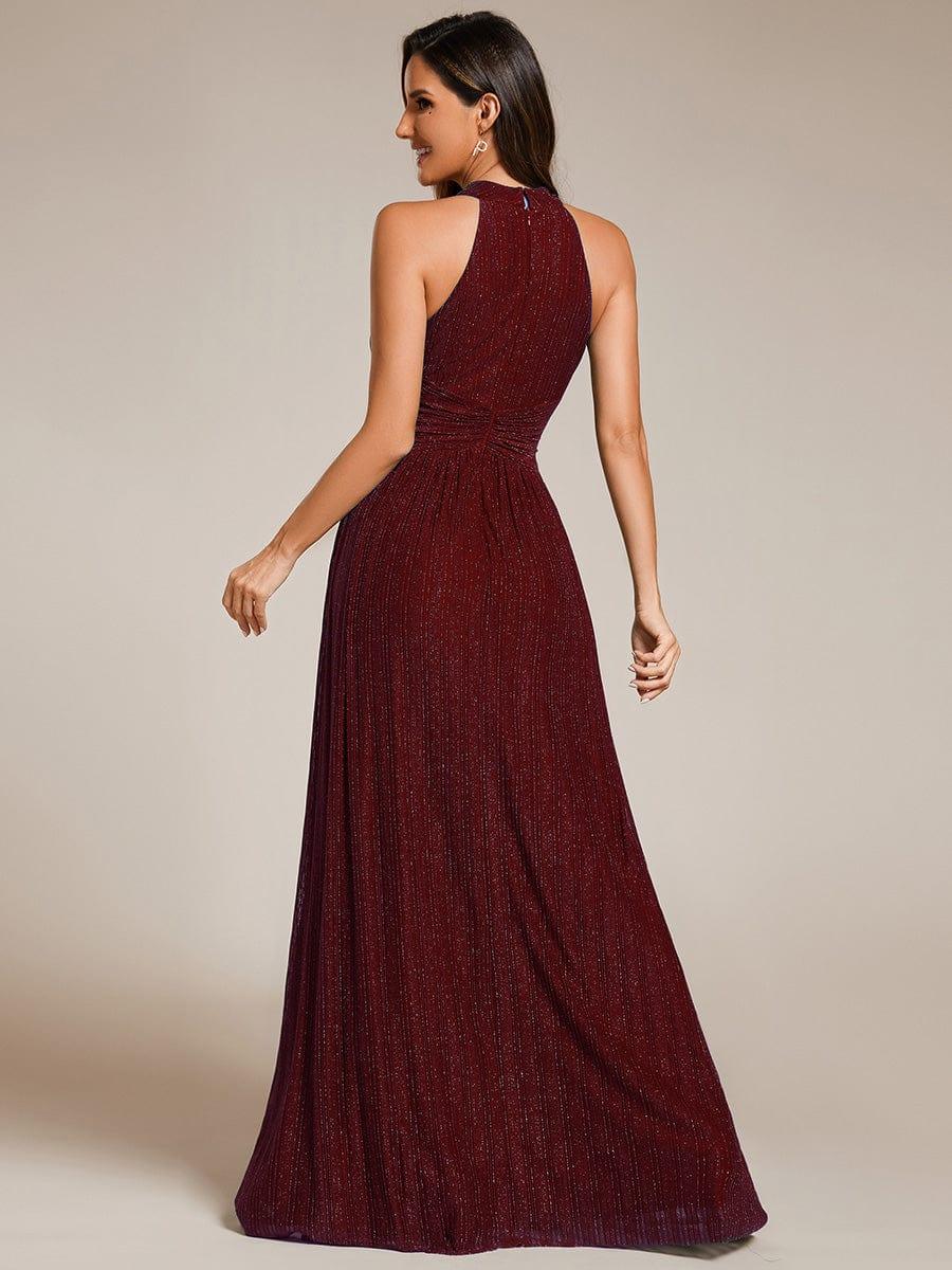 ever EVERLAINE|Halter Neck Pleated Glittery Formal Evening Dress with Empire Waist