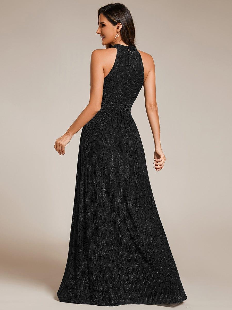ever EVERLAINE|Halter Neck Pleated Glittery Formal Evening Dress with Empire Waist