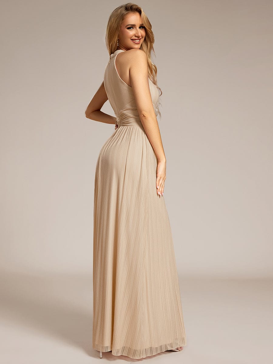 ever EVERLAINE|Halter Neck Pleated Glittery Formal Evening Dress with Empire Waist
