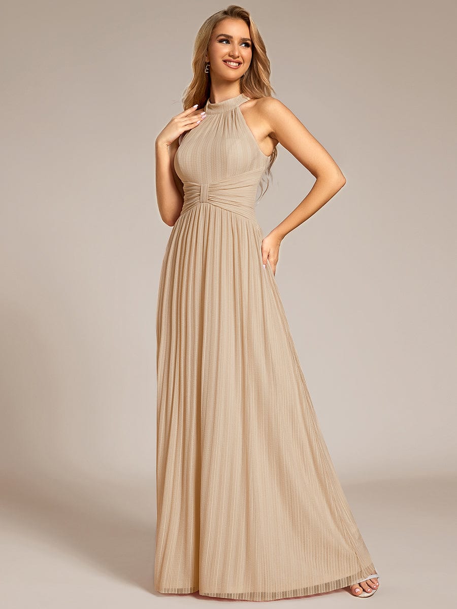 ever EVERLAINE|Halter Neck Pleated Glittery Formal Evening Dress with Empire Waist