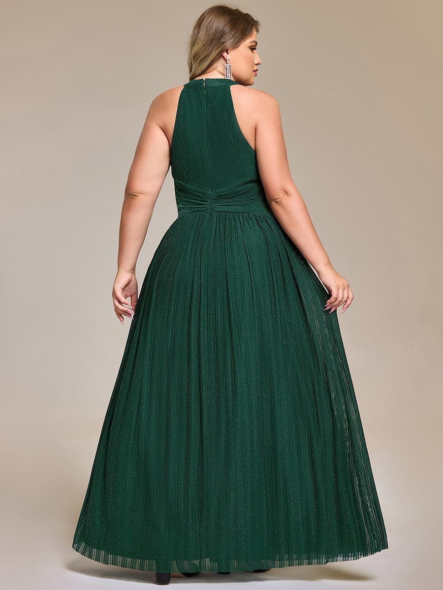 ever EVERLAINE|Halter Neck Pleated Glittery Formal Evening Dress with Empire Waist