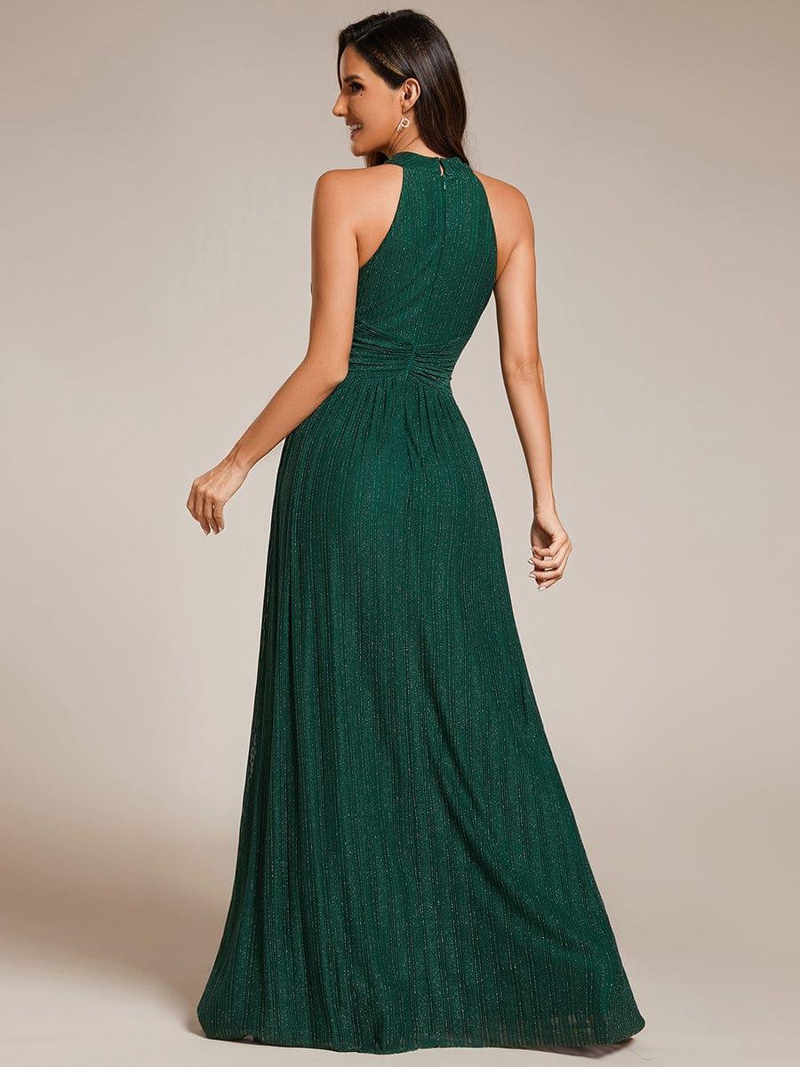 ever EVERLAINE|Halter Neck Pleated Glittery Formal Evening Dress with Empire Waist