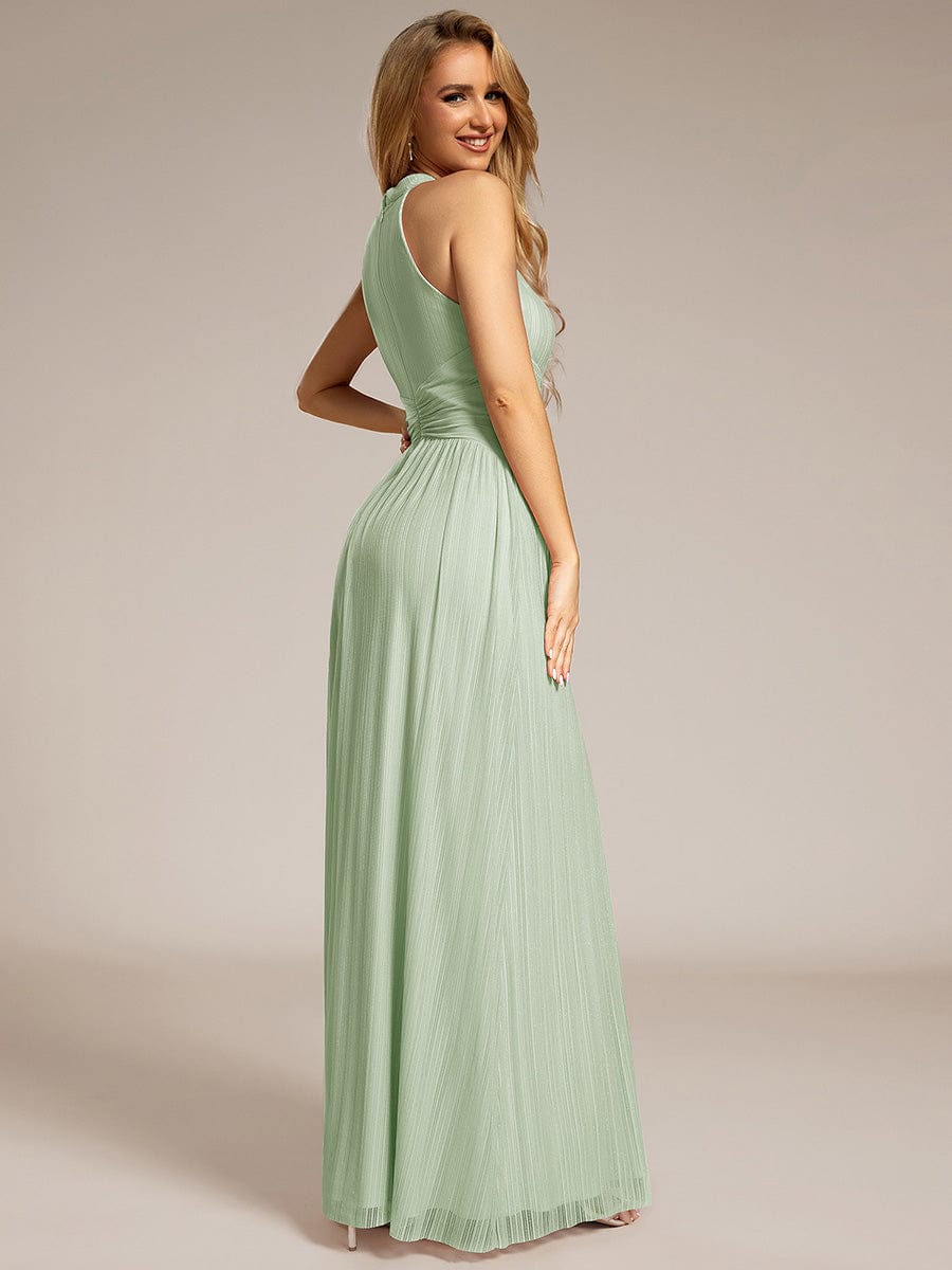 ever EVERLAINE|Halter Neck Pleated Glittery Formal Evening Dress with Empire Waist