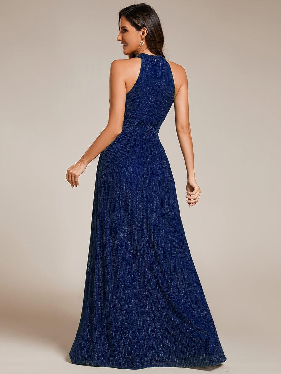 ever EVERLAINE|Halter Neck Pleated Glittery Formal Evening Dress with Empire Waist