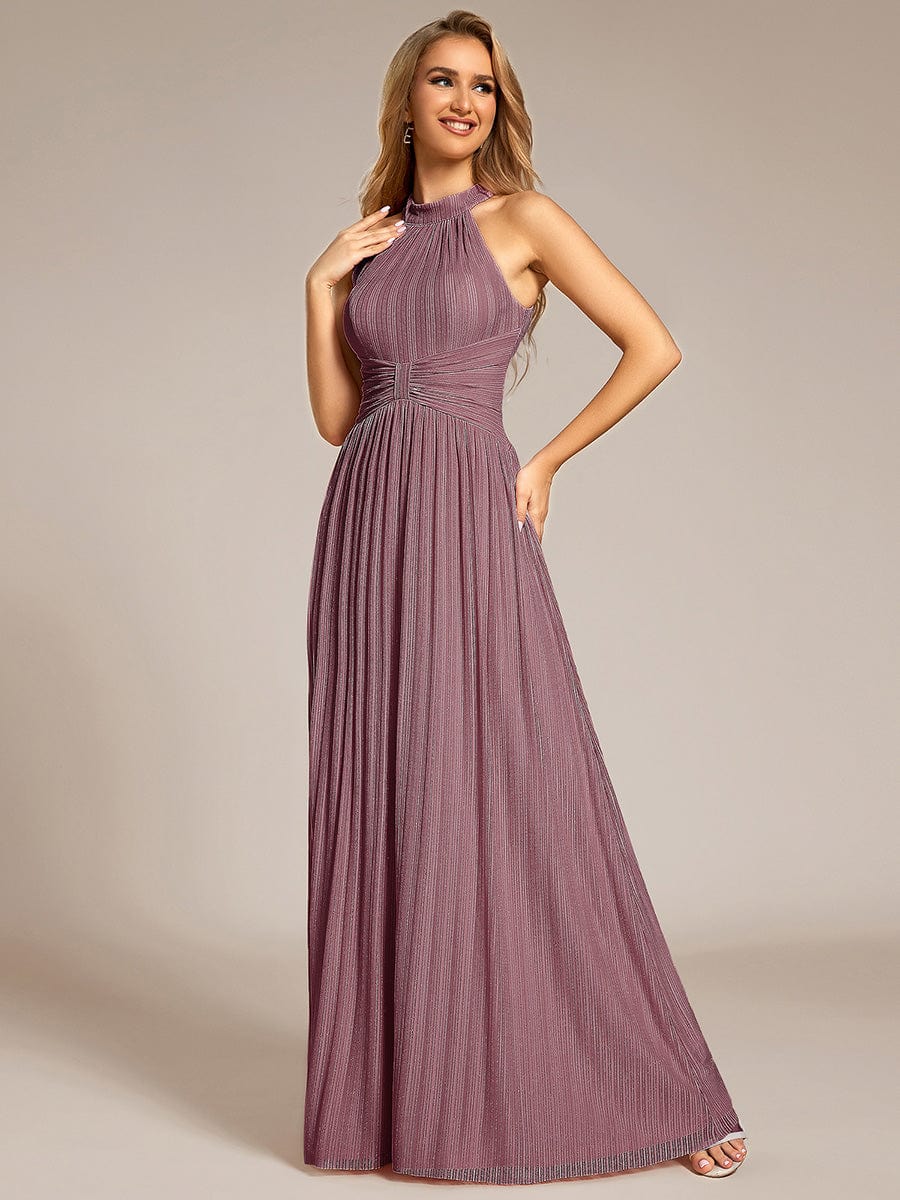 ever EVERLAINE|Halter Neck Pleated Glittery Formal Evening Dress with Empire Waist