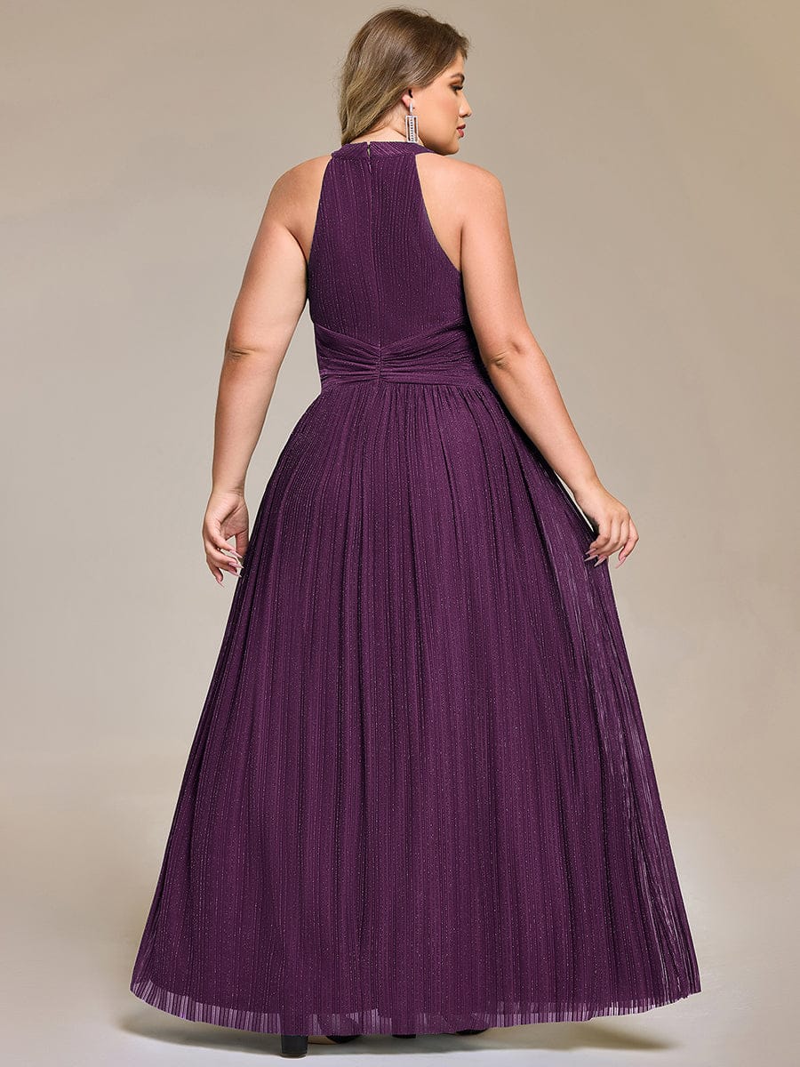 ever EVERLAINE|Halter Neck Pleated Glittery Formal Evening Dress with Empire Waist