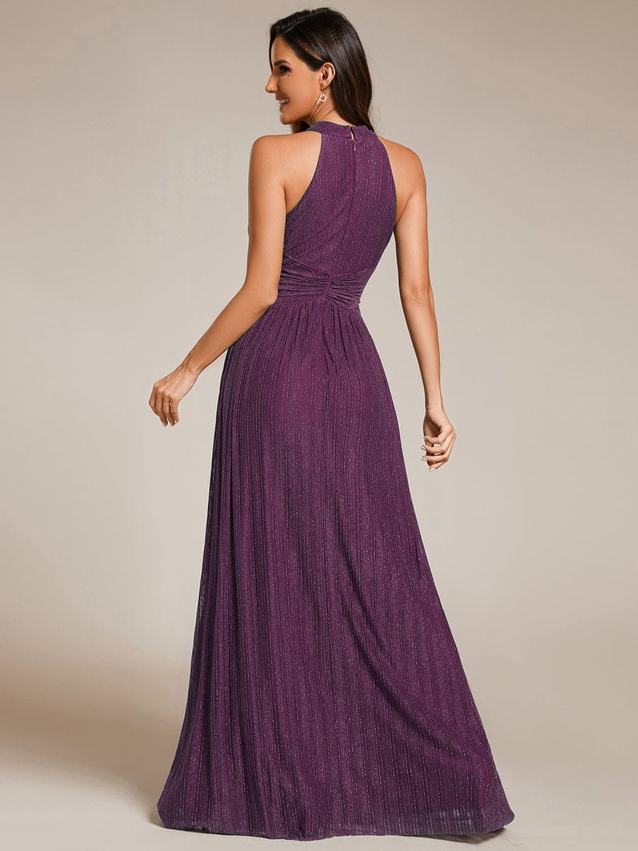 ever EVERLAINE|Halter Neck Pleated Glittery Formal Evening Dress with Empire Waist