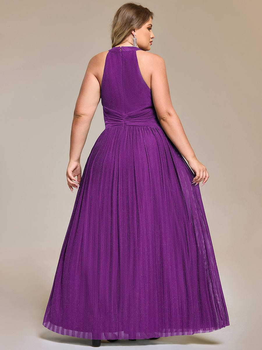 ever EVERLAINE|Halter Neck Pleated Glittery Formal Evening Dress with Empire Waist
