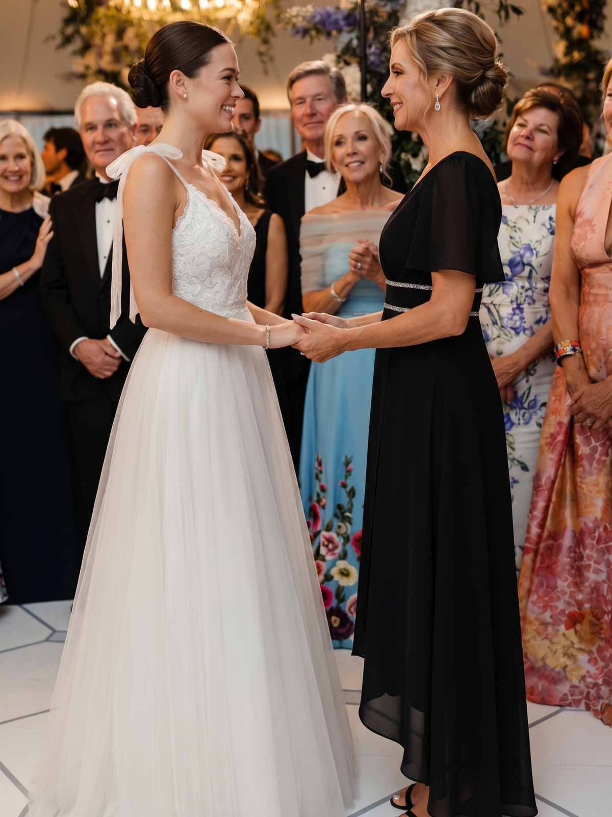 ever DAKOTA|Double V-Neck Waist Trimmed Chiffon Mother of the Bride Dress