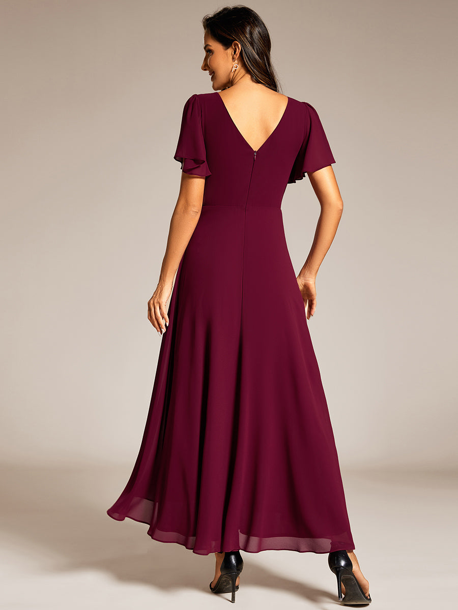 ever DAKOTA|Double V-Neck Waist Trimmed Chiffon Mother of the Bride Dress