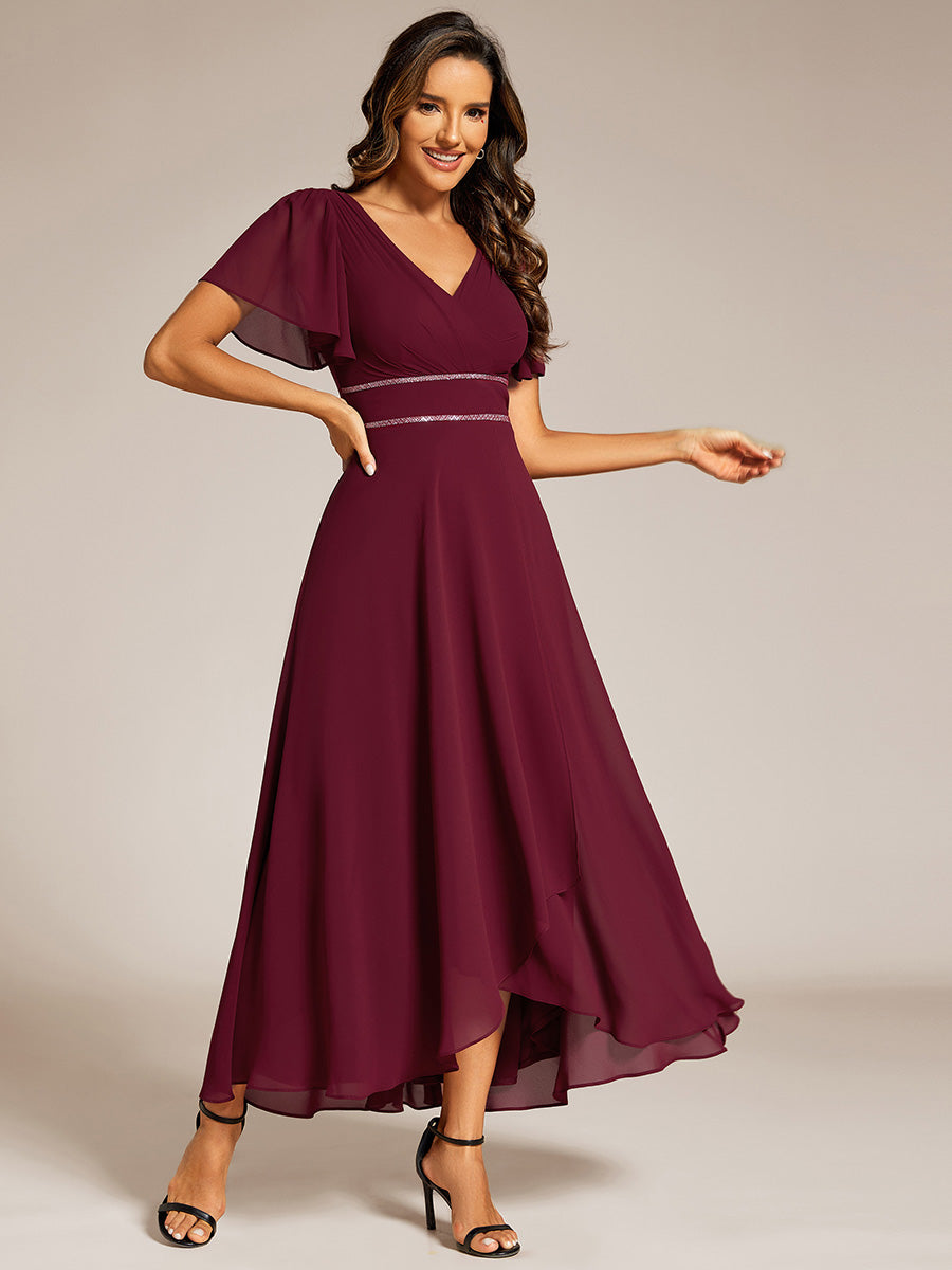 ever DAKOTA|Double V-Neck Waist Trimmed Chiffon Mother of the Bride Dress
