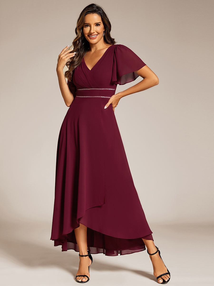 ever DAKOTA|Double V-Neck Waist Trimmed Chiffon Mother of the Bride Dress