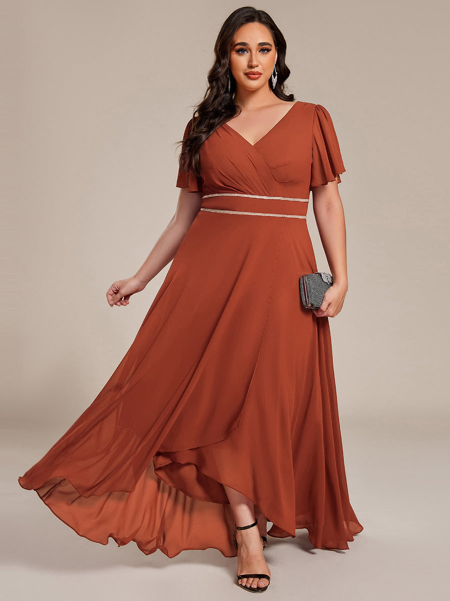 ever DAKOTA|Double V-Neck Waist Trimmed Chiffon Mother of the Bride Dress