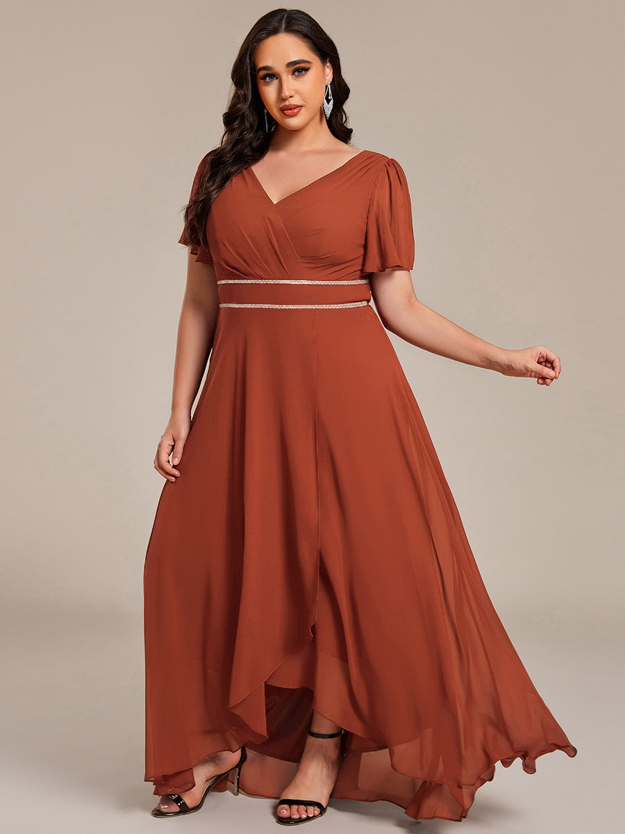 ever DAKOTA|Double V-Neck Waist Trimmed Chiffon Mother of the Bride Dress